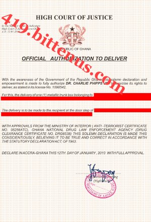 AUTHORIZATION TO DELIVER
